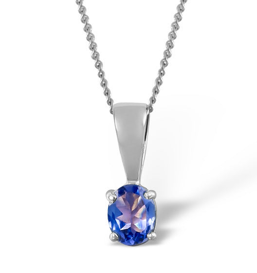 Tanzanite 5 x 4mm 18K White Gold Pendant Necklace